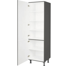 Armoire de cuisine avec porte ouverte et étagères