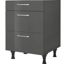 Meuble pour plaque de cuisson NOBILIA Urban lxpxh 60 x 58 x 87 cm façade gris à haute brillance corps gris ardoise monté 4004539041677