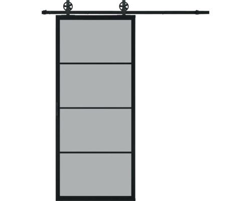 Pertura Schiebetür Komplett-Set Jarn 02 Grey 1000x2150 mm inkl. Laufschiene mit Speichenrad,Griff-Set