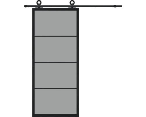 Pertura Schiebetür Komplett-Set Jarn 02 Grey 1000x2150 mm inkl. Laufschiene mit Rad,Griff-Set