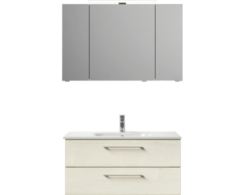 Badmöbel-Set Pelipal Sunline 121 BxHxT 110 x 200 x 46 cm Frontfarbe Polar Pinie mit Mineralguss-Waschtisch Waschtischunterschrank und Spiegelschrank mit LED-Beleuchtung Badmöbel-Set Pelipal Sunline 121 BxHxT 110 x 200 x 46 cm Frontfarbe Polar Pinie mit Mineralguss-Waschtisch Waschtischunterschrank und Spiegelschrank mit LED-Beleuchtung