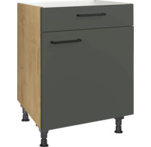 Meuble pour table de cuisson NOBILIA Urban lxpxh 60 x 58 x 87 cm vert minéral mat prémonté tirant droite