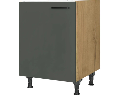 NOBILIA Spülenschrank Urban BxTxH 60 x 58 x 87 cm Frontfarbe grün matt  Korpusfarbe eiche hell Anschlag links montiert - HORNBACH Luxemburg