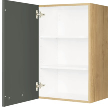 Wandschrank mit grauer Tür und zwei Regalböden