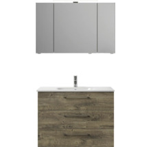 Badezimmermöbelset mit Waschtischunterschrank, Waschbecken und Spiegelschrank