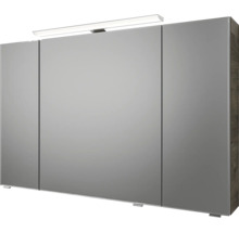 Badmöbel-Set Pelipal Sunline 121 BxHxT 110 x 200 x 46 cm Frontfarbe Eiche ribbeck mit Mineralguss-Waschtisch Waschtischunterschrank 3 Schubkästen und Spiegelschrank mit LED-Beleuchtung