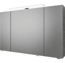 Badmöbel-Set Pelipal Sunline 121 BxHxT 110 x 200 x 46 cm Frontfarbe sangallo grau mit Mineralguss-Waschtisch Waschtischunterschrank 3 Schubkästen und Spiegelschrank mit LED-Beleuchtung