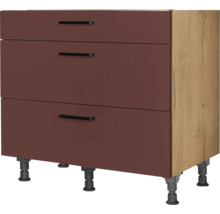 Meuble pour table de cuisson NOBILIA Urban lxpxh 90 x 58 x 87 cm rouille mat prémonté