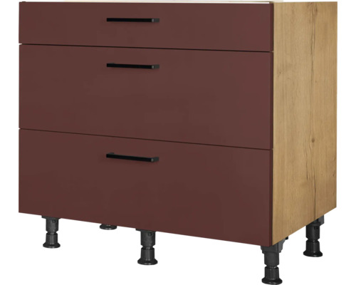 NOBILIA Auszugunterschrank Urban BxTxH 90 x 58 x 87 cm rostrot matt vormontiert 4004539045828 NOBILIA Auszugunterschrank Urban BxTxH 90 x 58 x 87 cm rostrot matt vormontiert 4004539045828