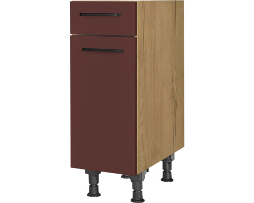 Meuble bas avec tiroir et porte pivotante NOBILIA Urban lxpxh 30 x 58 x 87 cm rouille mat prémonté tirant gauche Meuble bas avec deux tiroirs et pieds