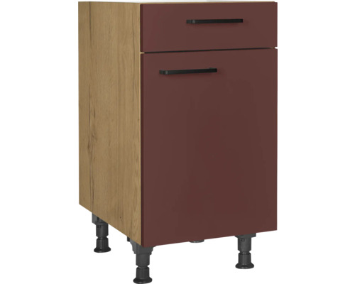 Meuble bas NOBILIA avec tiroir et porte pivotante Urban lxpxh 45 x 58 x 87 cm rouille mat prémonté tirant droite Meuble bas avec deux portes et pieds