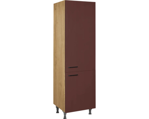 Armoire à provisions NOBILIA Urban 60 x 58 x 217 cm façade rouge rouille mat corps chêne sierra butée droite monté