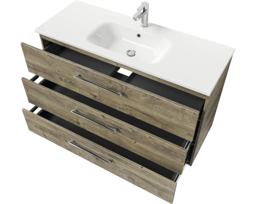 Meuble sous-lavabo avec trois tiroirs et lavabo