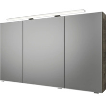 Badmöbel-Set Pelipal Sunline 121 BxHxT 121 x 200 x 46 cm Frontfarbe Eiche ribbeck mit Mineralguss-Waschtisch Waschtischunterschrank und Spiegelschrank mit LED-Beleuchtung