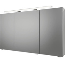Badmöbel-Set Pelipal Sunline 121 BxHxT 121 x 200 x 46 cm Frontfarbe weiß hochglanz mit Mineralguss-Waschtisch Waschtischunterschrank 3 Schubkästen und Spiegelschrank mit LED-Beleuchtung