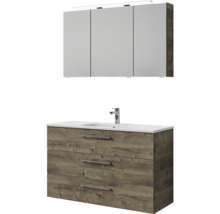 Badezimmerset mit Waschbeckenunterschrank, Aufsatzwaschbecken und Spiegelschrank