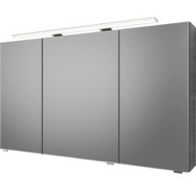 Badmöbel-Set Pelipal Sunline 121 BxHxT 121 x 200 x 46 cm Frontfarbe sangallo grau mit Mineralguss-Waschtisch Waschtischunterschrank 3 Schubkästen und Spiegelschrank mit LED-Beleuchtung