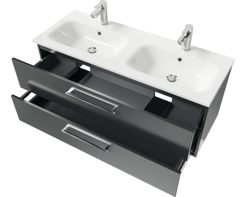 Meuble sous-lavabo avec deux vasques et tiroirs