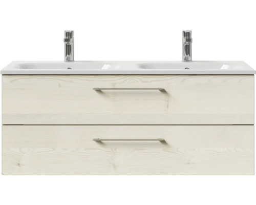 Meuble sous-vasque avec deux lavabos et deux tiroirs