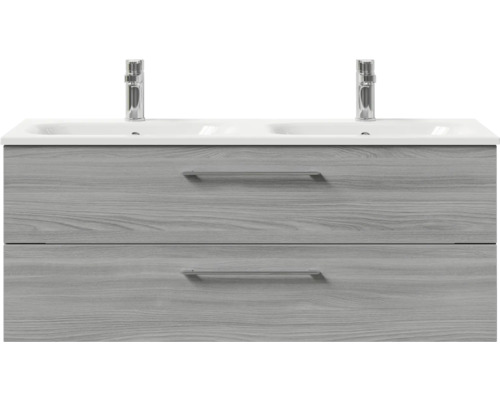 Meuble sous-vasque avec deux lavabos et deux tiroirs