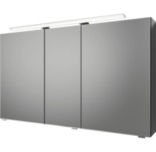 Badmöbel-Set Pelipal Sunline 121 BxHxT 121 x 200 x 46 cm Frontfarbe anthrazit mit Mineralguss-Doppelwaschtisch Waschtischunterschrank und Spiegelschrank mit LED-Beleuchtung