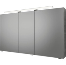 Badmöbel-Set Pelipal Sunline 121 BxHxT 121 x 200 x 46 cm Frontfarbe sangallo grau mit Mineralguss-Doppelwaschtisch Waschtischunterschrank und Spiegelschrank mit LED-Beleuchtung