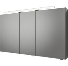 Badmöbel-Set Pelipal Sunline 121 BxHxT 121 x 200 x 46 cm Frontfarbe anthrazit mit Mineralguss-Doppelwaschtisch Waschtischunterschrank 3 Schubkästen und Spiegelschrank mit LED-Beleuchtung