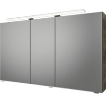 Badmöbel-Set Pelipal Sunline 121 BxHxT 121 x 200 x 46 cm Frontfarbe Eiche ribbeck mit Mineralguss-Doppelwaschtisch Waschtischunterschrank 3 Schubkästen und Spiegelschrank mit LED-Beleuchtung