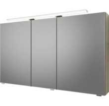 Badmöbel-Set Pelipal Sunline 121 BxHxT 121 x 200 x 46 cm Frontfarbe Polar Pinie mit Mineralguss-Doppelwaschtisch Waschtischunterschrank 3 Schubkästen und Spiegelschrank mit LED-Beleuchtung