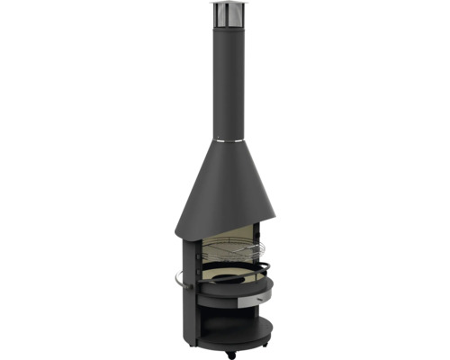 Barbecue d''extérieur noir avec grille et espaces de rangement