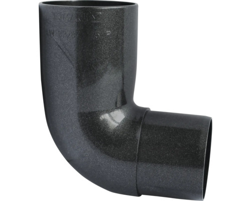 Coud pour tuyau de descente plastique rond Marley 87° anthracite métallique DN 75 mm Coude de tuyau d''évacuation des eaux usées avec un angle de 90 degrés