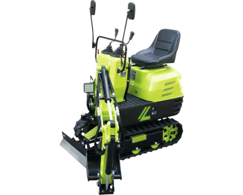 Mini-excavatrice avec châssis à chenilles, siège et leviers de commande