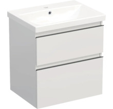 Jungborn Waschplatz TRENTA BxHxT 60x65x45 cm weiß glanz mit Keramik-Waschtisch Griffleiste schwarz