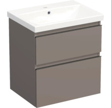Jungborn Waschplatz TRENTA BxHxT 60x65x45 cm basalto glanz mit Keramik-Waschtisch Griffleiste schwarz