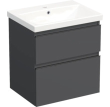 Jungborn Waschplatz TRENTA BxHxT 60x65x45 cm anthrazit matt mit Keramik-Waschtisch Griffleiste schwarz