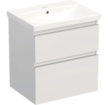 Jungborn Waschplatz TRENTA BxHxT 60x65x45 cm weiß glanz mit Keramik-Waschtisch Griffleiste chrom matt