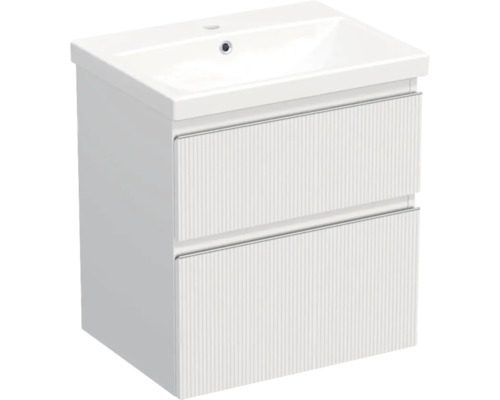 Jungborn Waschplatz TRENTA BxHxT 60x65x45 cm 3D-Streifen-Struktur weiß mit Keramik-Waschtisch Griffleiste chrom matt Jungborn Waschplatz TRENTA BxHxT 60x65x45 cm 3D-Streifen-Struktur weiß mit Keramik-Waschtisch Griffleiste chrom matt
