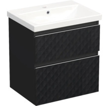Jungborn Waschplatz TRENTA BxHxT 60x65x45 cm 3D-Pyramiden-Struktur schwarz mit Keramik-Waschtisch Griffleiste chrom matt