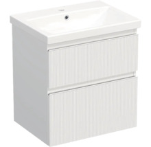 Jungborn Waschplatz TRENTA BxHxT 60x65x45 cm 3D-Streifen-Struktur weiß mit Keramik-Waschtisch Griffleiste weiß