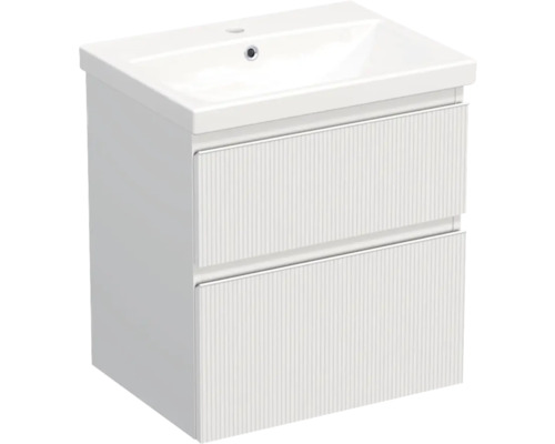 Jungborn Waschplatz TRENTA BxHxT 60x65x45 cm 3D-Streifen-Struktur weiß mit Keramik-Waschtisch Griffleiste weiß Jungborn Waschplatz TRENTA BxHxT 60x65x45 cm 3D-Streifen-Struktur weiß mit Keramik-Waschtisch Griffleiste weiß