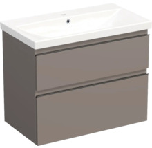 Jungborn Waschplatz TRENTA BxHxT 80x65x45 cm basalto glanz mit Keramik-Waschtisch Griffleiste schwarz