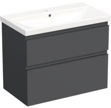 Jungborn Waschplatz TRENTA BxHxT 80x65x45 cm anthrazit matt mit Keramik-Waschtisch Griffleiste schwarz
