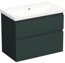 Jungborn Waschplatz TRENTA BxHxT 80x65x45 cm grün salvia matt mit Keramik-Waschtisch Griffleiste schwarz