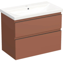 Jungborn Waschplatz TRENTA BxHxT 80x65x45 cm cotto matt mit Keramik-Waschtisch Griffleiste schwarz