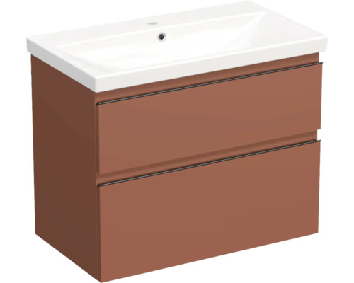 Jungborn Waschplatz TRENTA BxHxT 80x65x45 cm cotto matt mit Keramik-Waschtisch Griffleiste schwarz Jungborn Waschplatz TRENTA BxHxT 80x65x45 cm cotto matt mit Keramik-Waschtisch Griffleiste schwarz