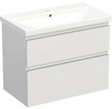 Jungborn Waschplatz TRENTA BxHxT 80x65x45 cm weiß glanz mit Keramik-Waschtisch Griffleiste chrom matt