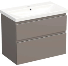 Jungborn Waschplatz TRENTA BxHxT 80x65x45 cm basalto glanz mit Keramik-Waschtisch Griffleiste chrom matt