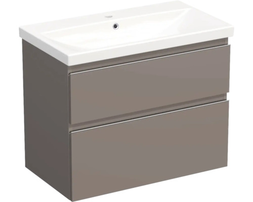 Jungborn Waschplatz TRENTA BxHxT 80x65x45 cm basalto glanz mit Keramik-Waschtisch Griffleiste chrom matt Jungborn Waschplatz TRENTA BxHxT 80x65x45 cm basalto glanz mit Keramik-Waschtisch Griffleiste chrom matt