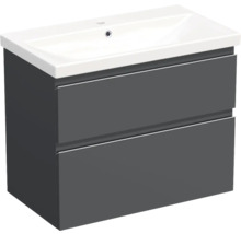Jungborn Waschplatz TRENTA BxHxT 80x65x45 cm anthrazit matt mit Keramik-Waschtisch Griffleiste chrom matt