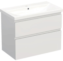 Jungborn Waschplatz TRENTA BxHxT 80x65x45 cm weiß glanz mit Keramik-Waschtisch Griffleiste weiß